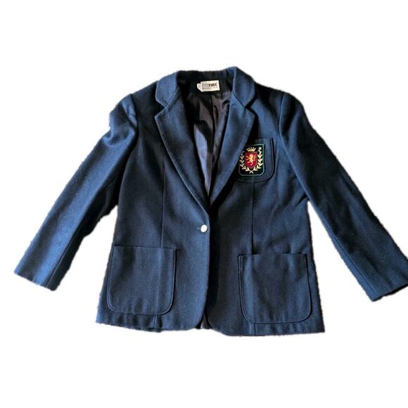 Russ Togs USA Jackets & Blazers - Vintage 1970s rrrrRuss Navy Wool Blazer Women’s 14 | Gold Crest Button | Preppy